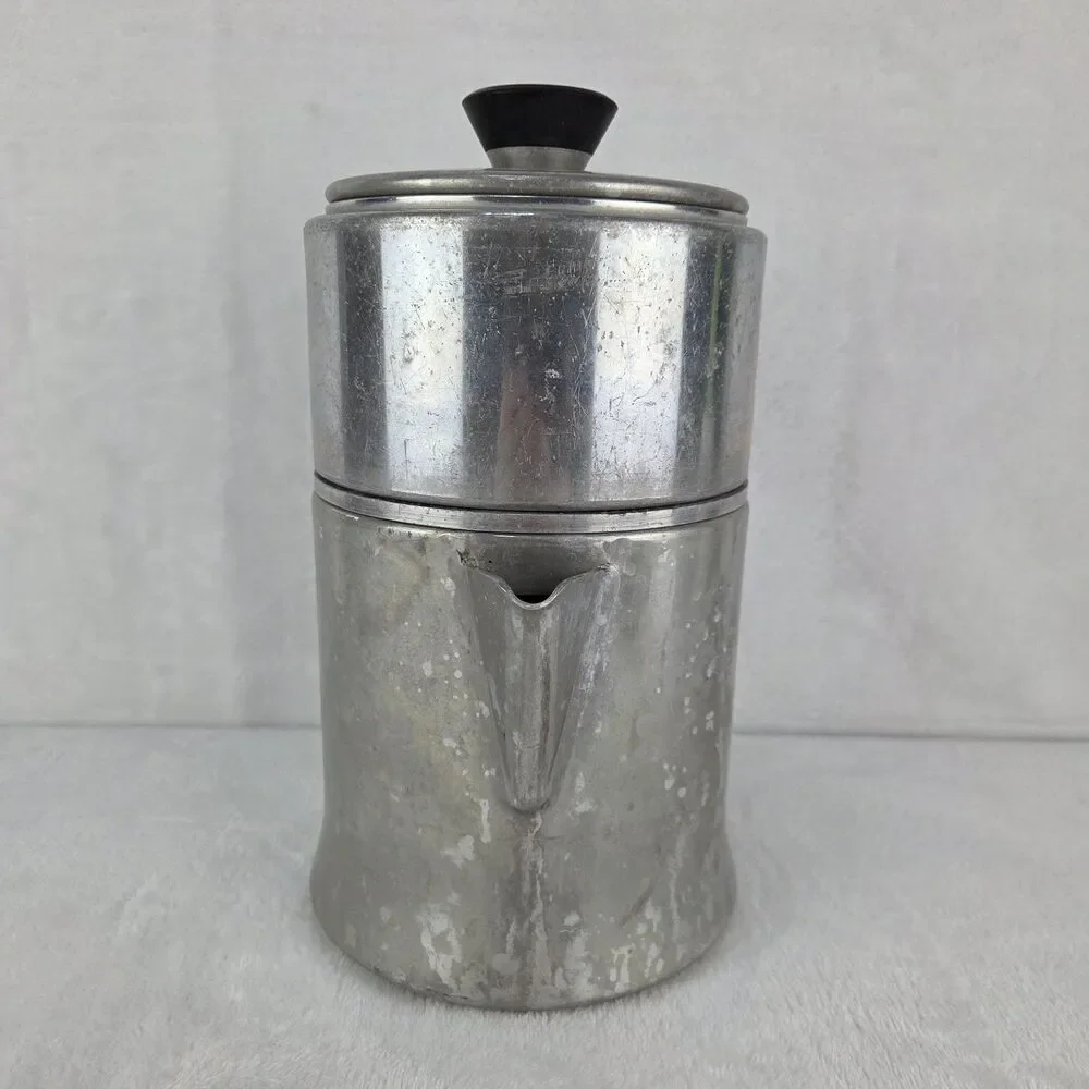 Vintage Mirro 9 Cup Aluminum Drink-O-Later Coffee Percolator Bakelite Handles